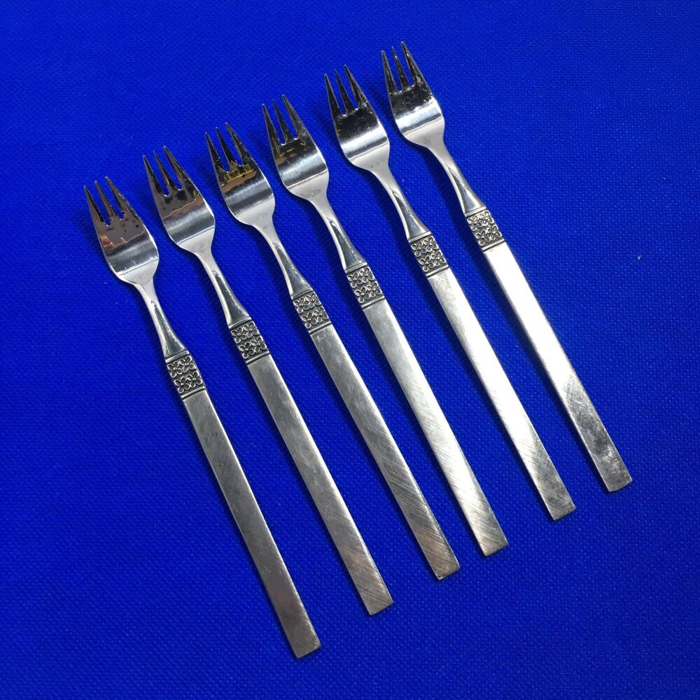 DANISH FLING Cocktail Forks Oneida Stainless 6pc Flatware Hostess Set Matinee